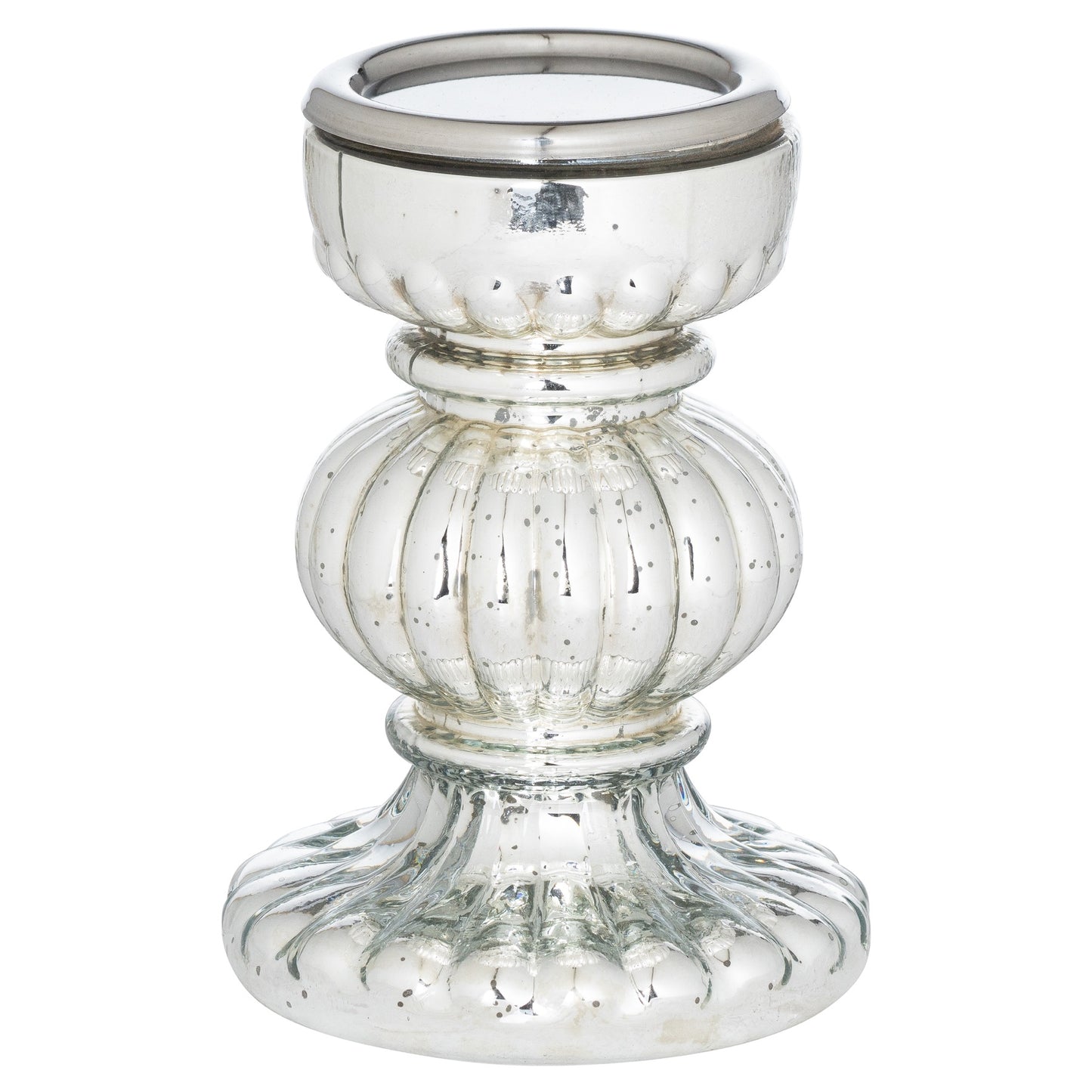 Mercury Effect Bonbon Large Candle Holder - Silver from the Quanta Home collection.