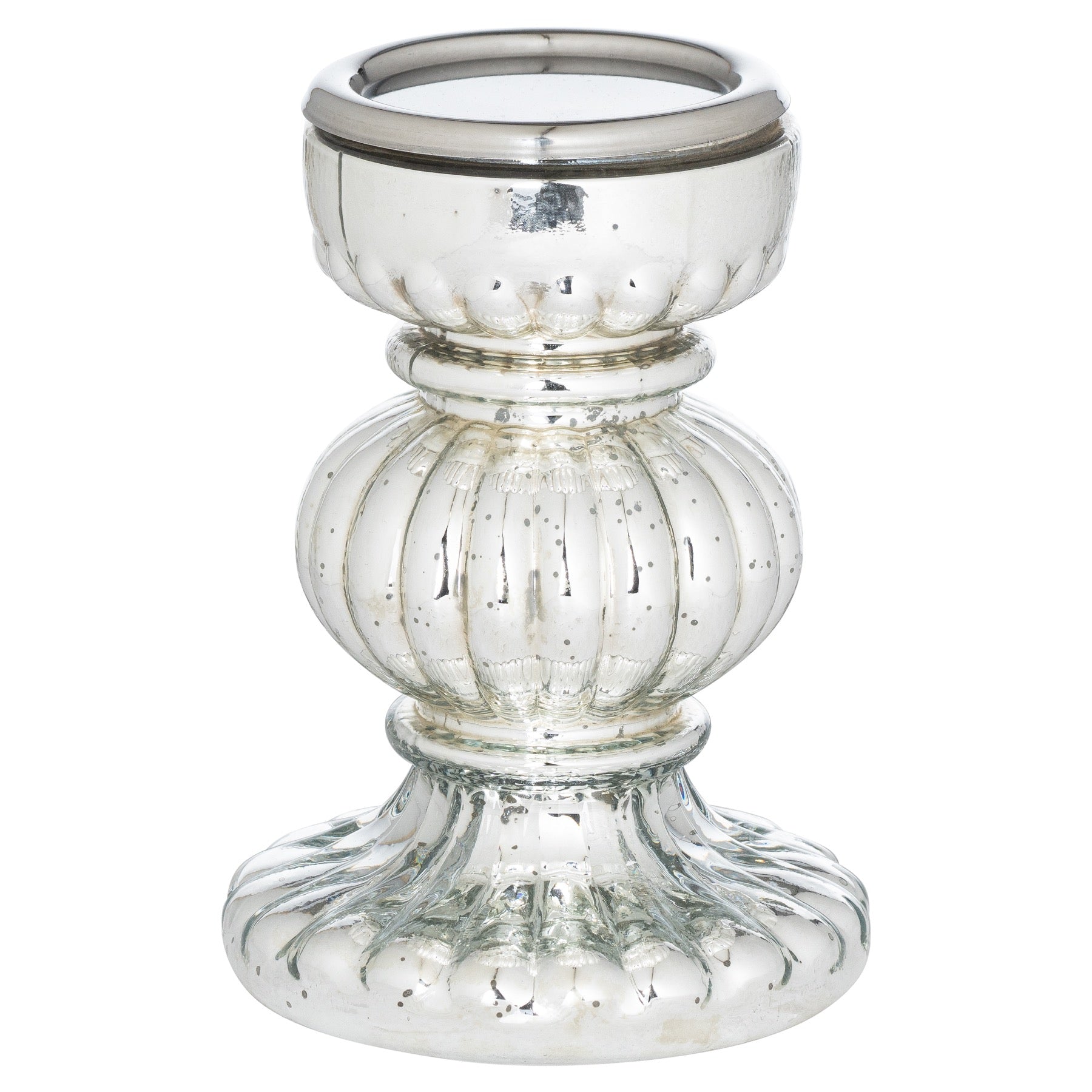 Mercury Effect Bonbon Large Candle Holder - Silver from the Quanta Home collection.