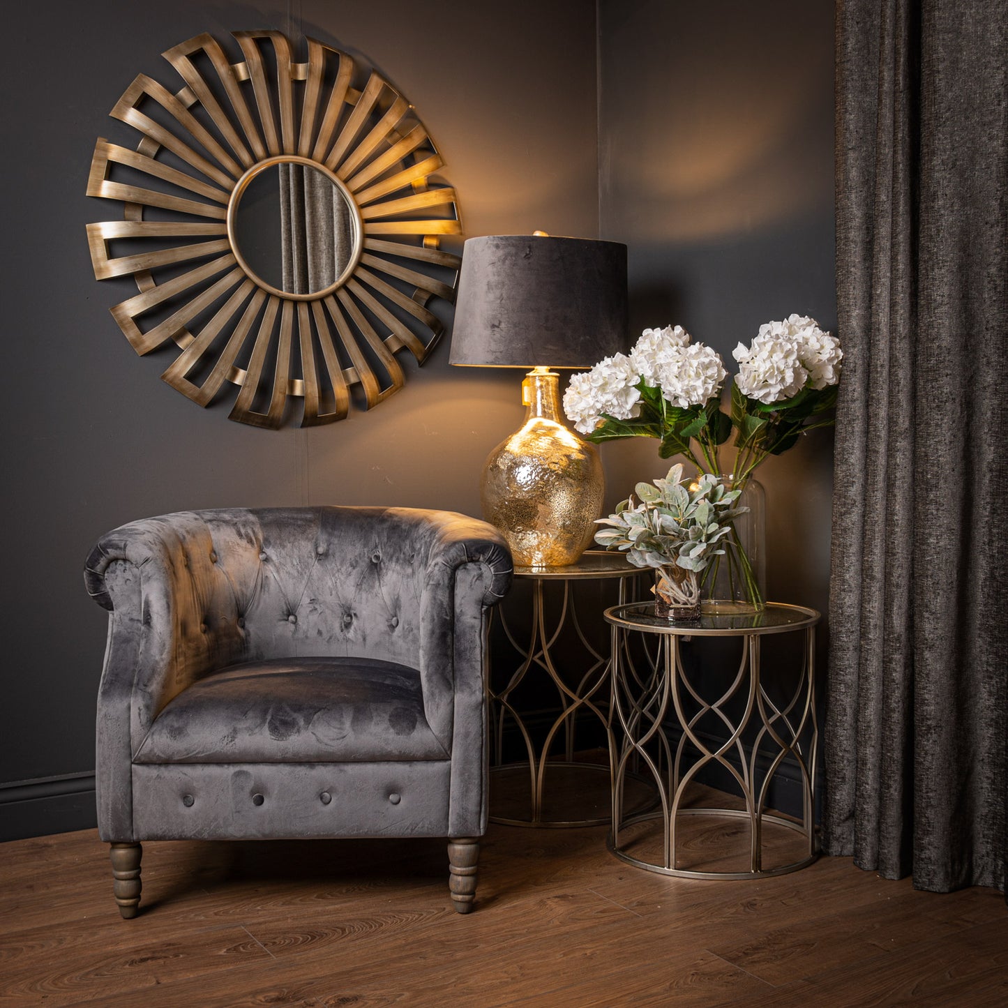 Evi Antique Silver Sunburst Mirror - Wall Mirrors from the Quanta Home collection.