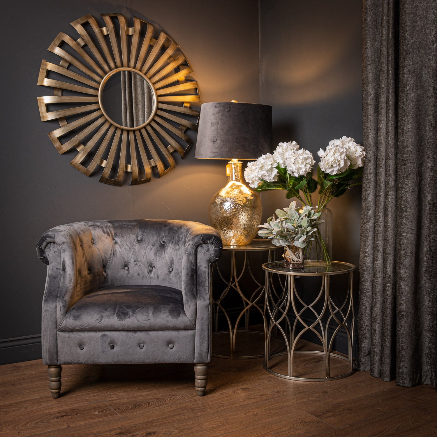 Evi Antique Silver Sunburst Mirror - Wall Mirrors from the Quanta Home collection.