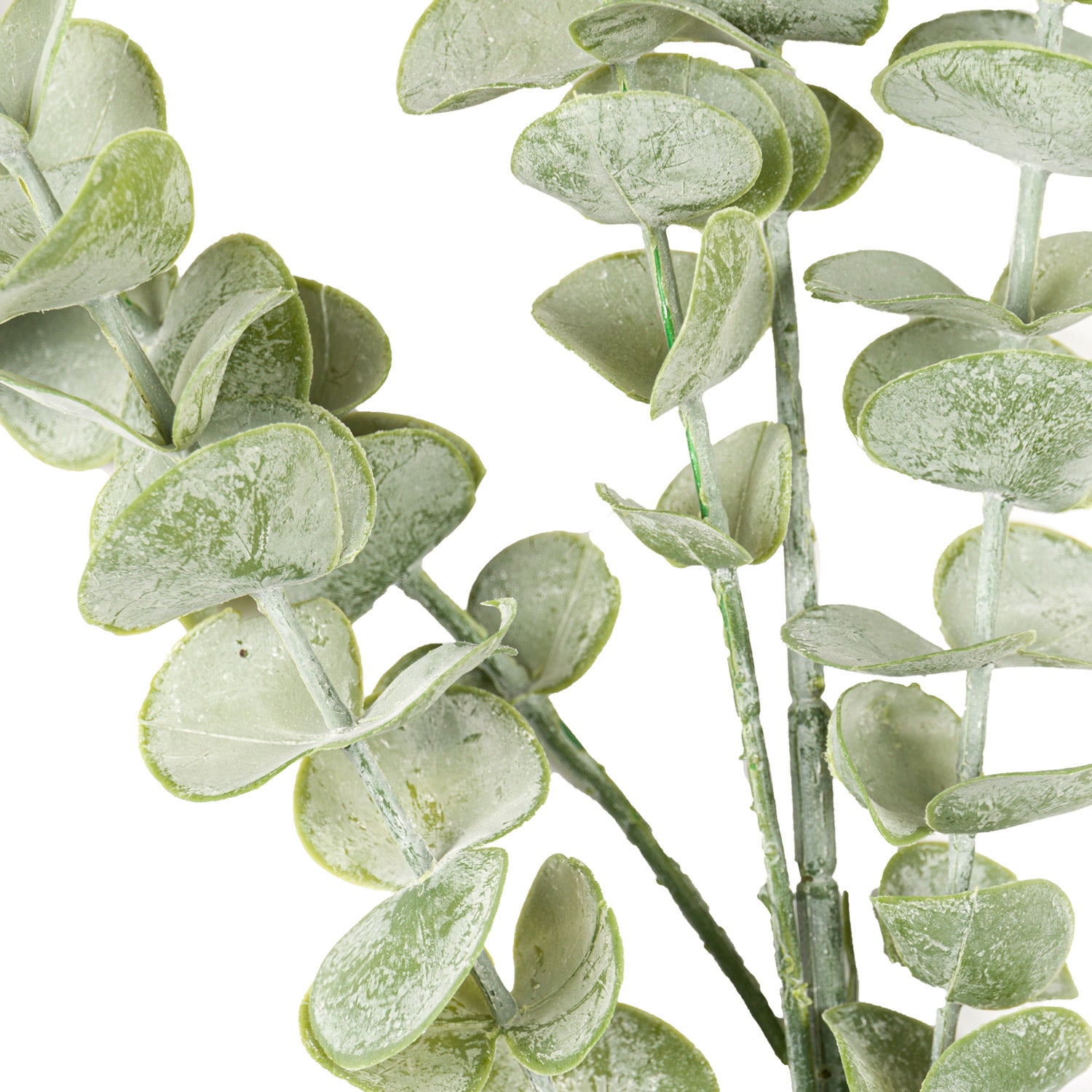 Artificial Gunnii Eucalyptus spray with realistic silver-sage foliage and graceful cascading leaves, ideal for elegant decor.