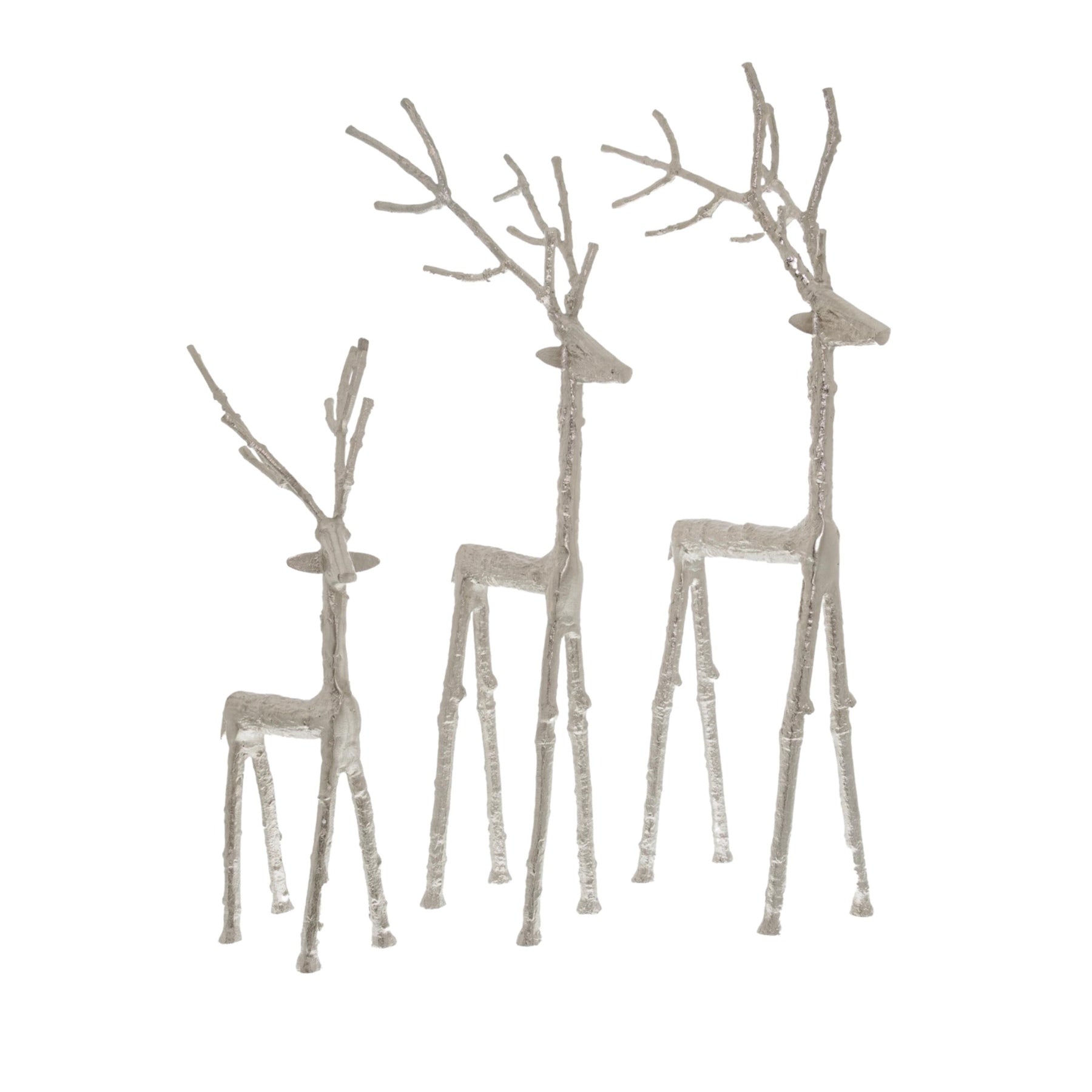 Large Silver Standing Stag Ornament - Christmas Room Decorations from the Quanta Home collection.