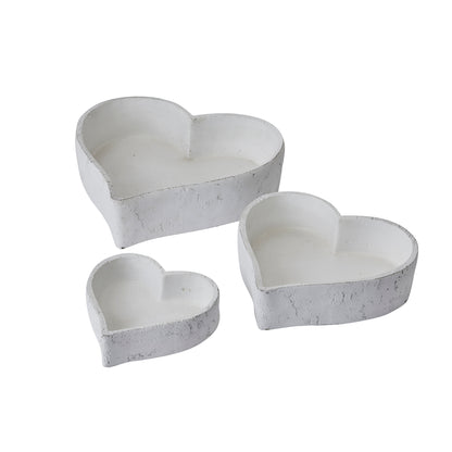 Set Of Three Large Matt White Ceramic Dishes - Ornaments from the Quanta Home collection.
