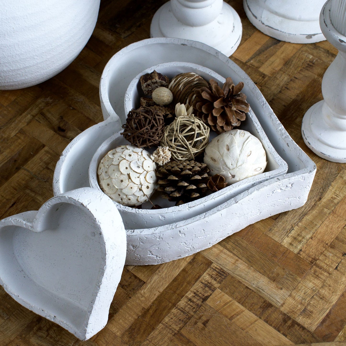 Set Of Three Large Matt White Ceramic Dishes - Ornaments from the Quanta Home collection.