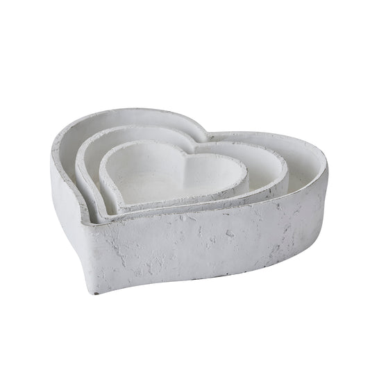 Set Of Three Large Matt White Ceramic Dishes - Ornaments from the Quanta Home collection.