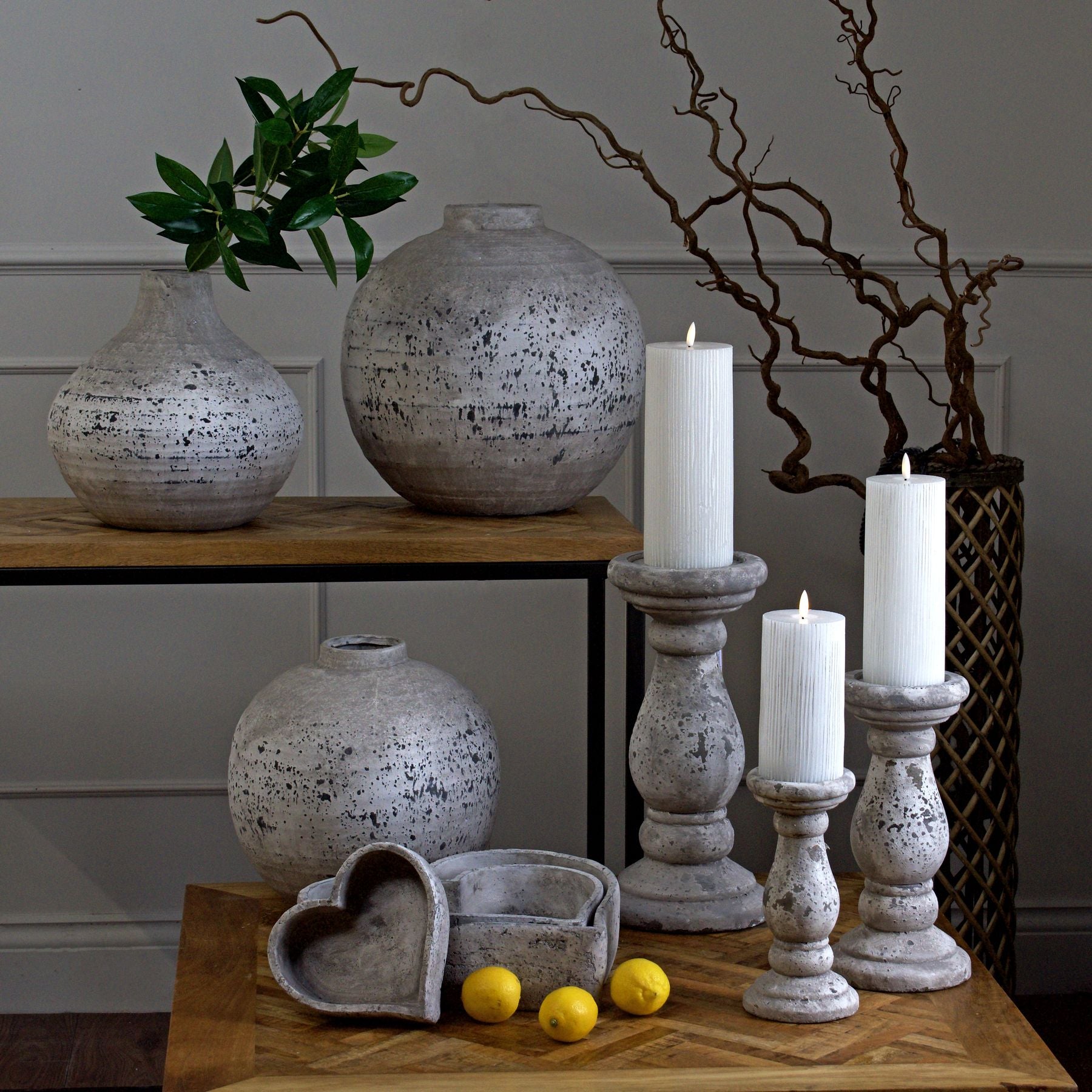 Set Of Three Large Stone Ceramic Dishes - Ornaments from the Quanta Home collection.