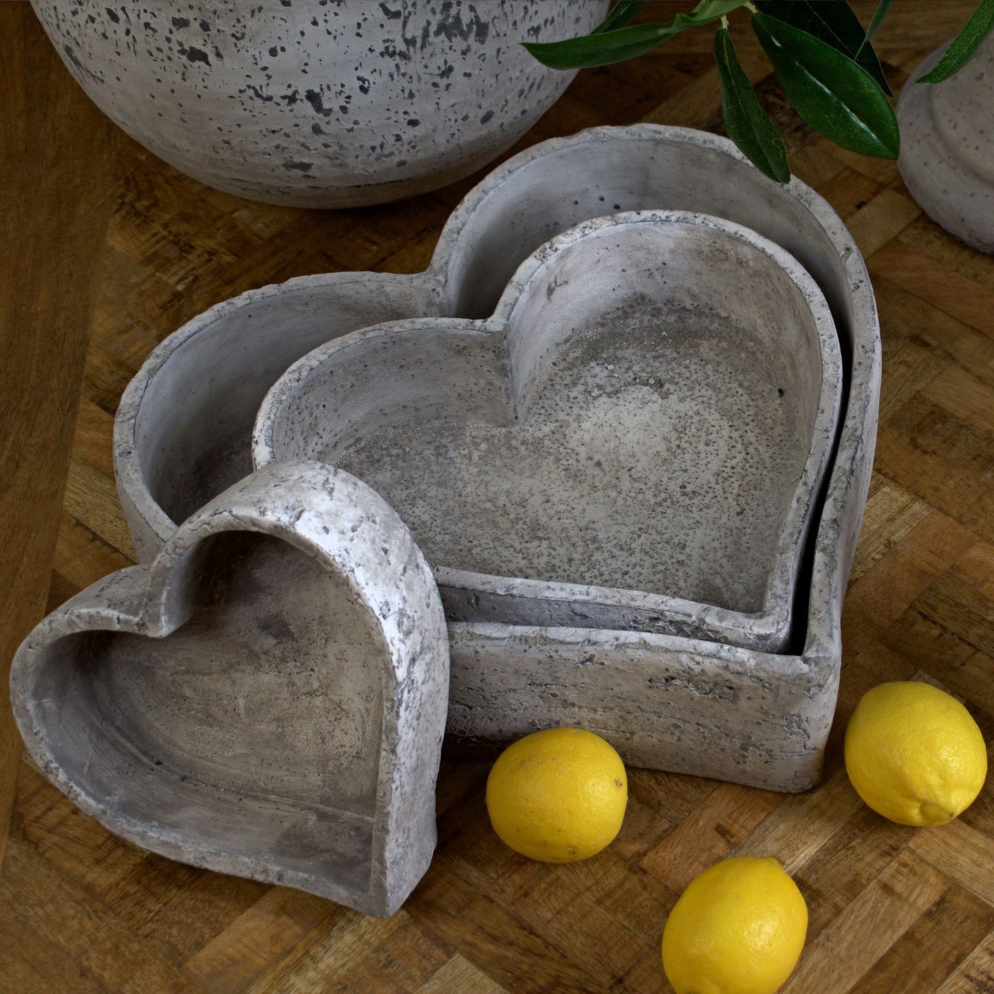Set Of Three Large Stone Ceramic Dishes - Ornaments from the Quanta Home collection.