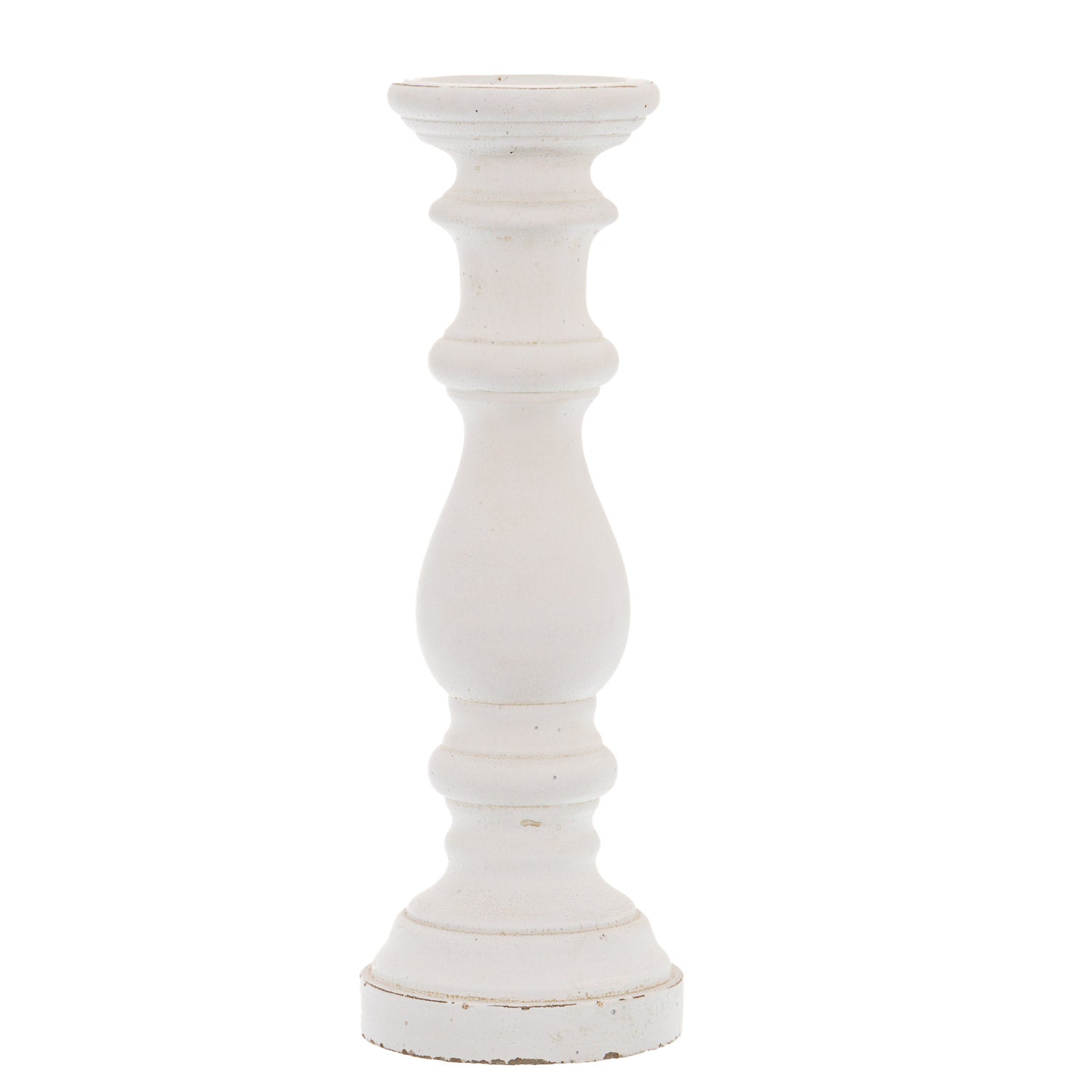 Matt White Large Ceramic Column Candle Holder - Ornaments from the Quanta Home collection.