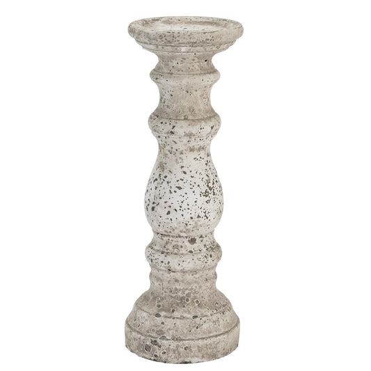 Large Stone Ceramic Column Candle Holder - Ornaments from the Quanta Home collection.