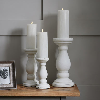 Matt White Ceramic Candle Holder - Ornaments from the Quanta Home collection.