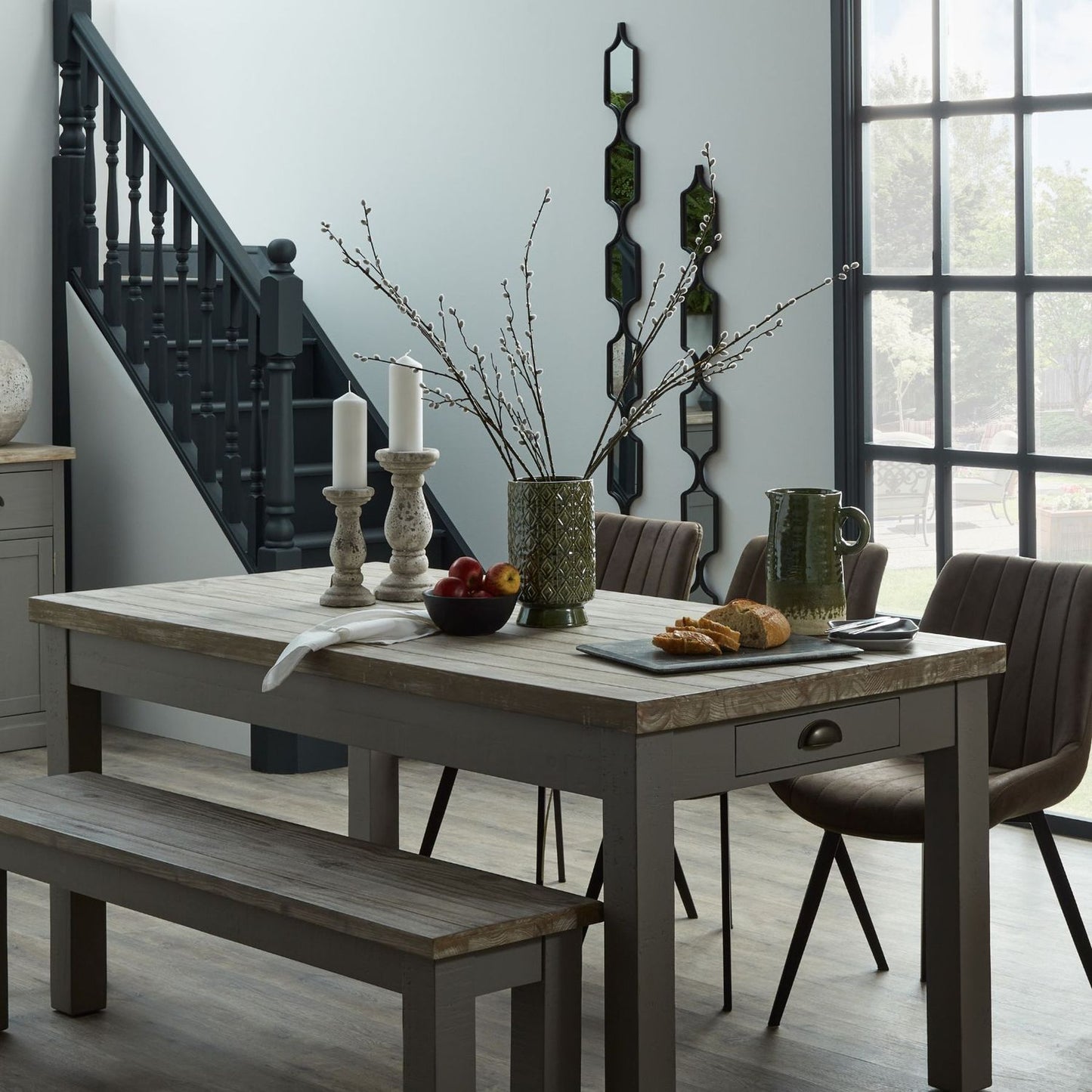 Stone Ceramic Candle Holder - Ornaments from the Quanta Home collection.