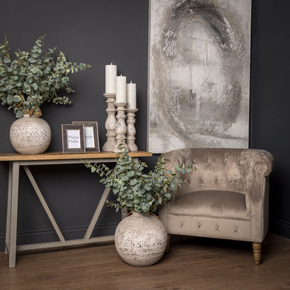 Stone Ceramic Candle Holder - Ornaments from the Quanta Home collection.