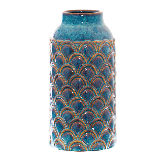 Seville Collection Large Indigo Scalloped Vase - Coastal Decor from the Quanta Home collection.