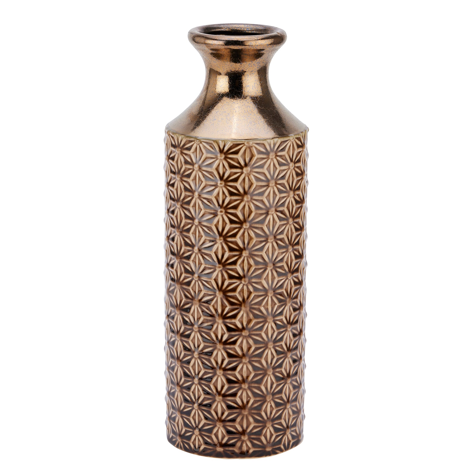 Caramel fluted vase with a sculptural shape and rhythmic grooves, blending classical charm and modern elegance.