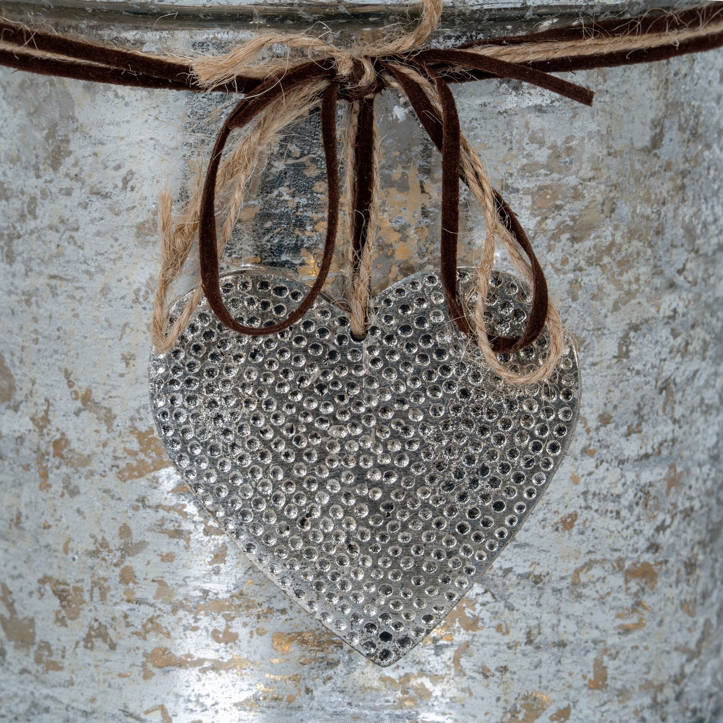 Mercury Hammered Heart Large Candle Holder