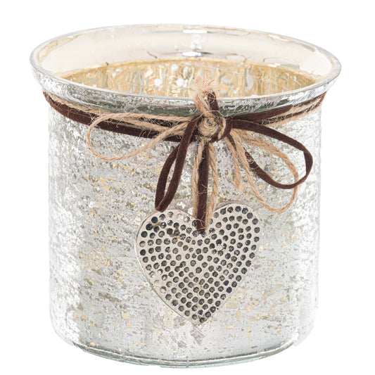 Mercury Hammered Heart Small Candle Holder - Christmas Candles & Candle Accessories from the Quanta Home collection.