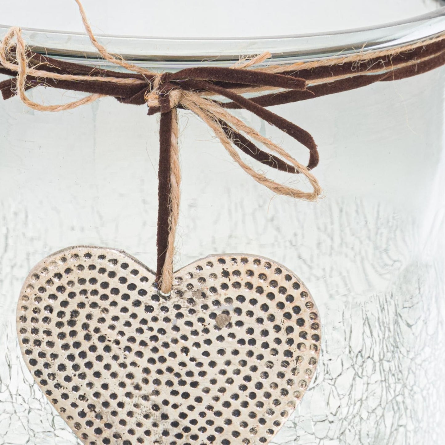 Smoked Midnight Crackled Heart Large Candle Holder - Christmas Candles & Candle Accessories from the Quanta Home collection.