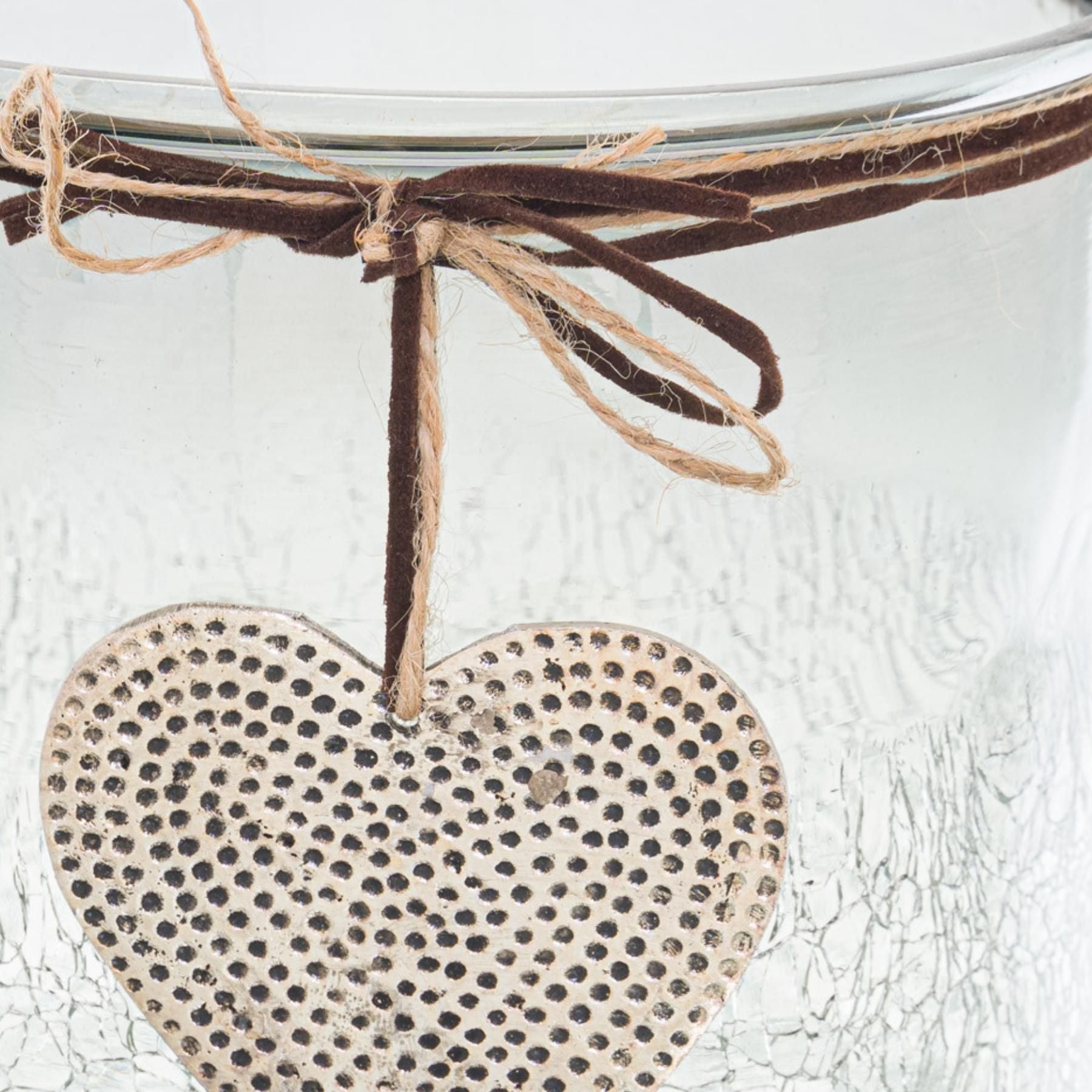 Smoked Midnight Crackled Heart Large Candle Holder - Christmas Candles & Candle Accessories from the Quanta Home collection.