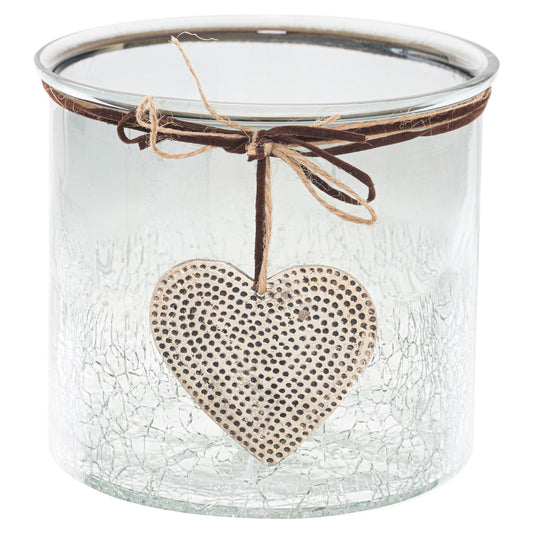 Smoked Midnight Crackled Heart Large Candle Holder - Christmas Candles & Candle Accessories from the Quanta Home collection.
