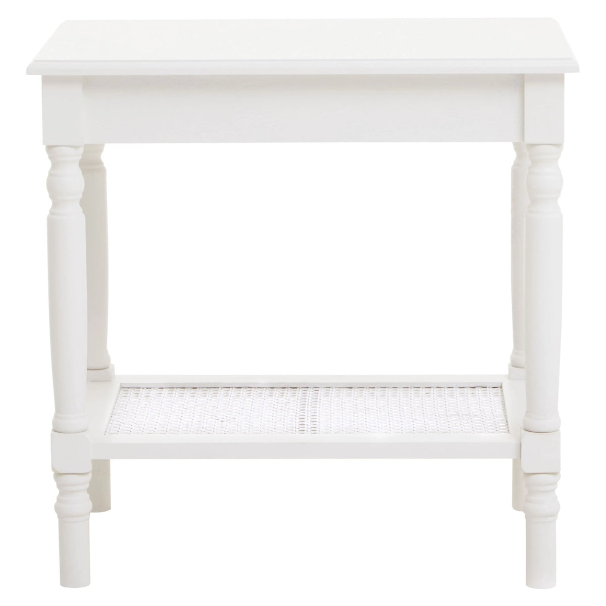 Heirloom White Wooden Side Table with Lower Shelf