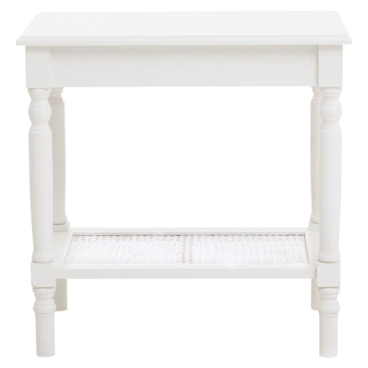 Heirloom White Wooden Side Table with Lower Shelf