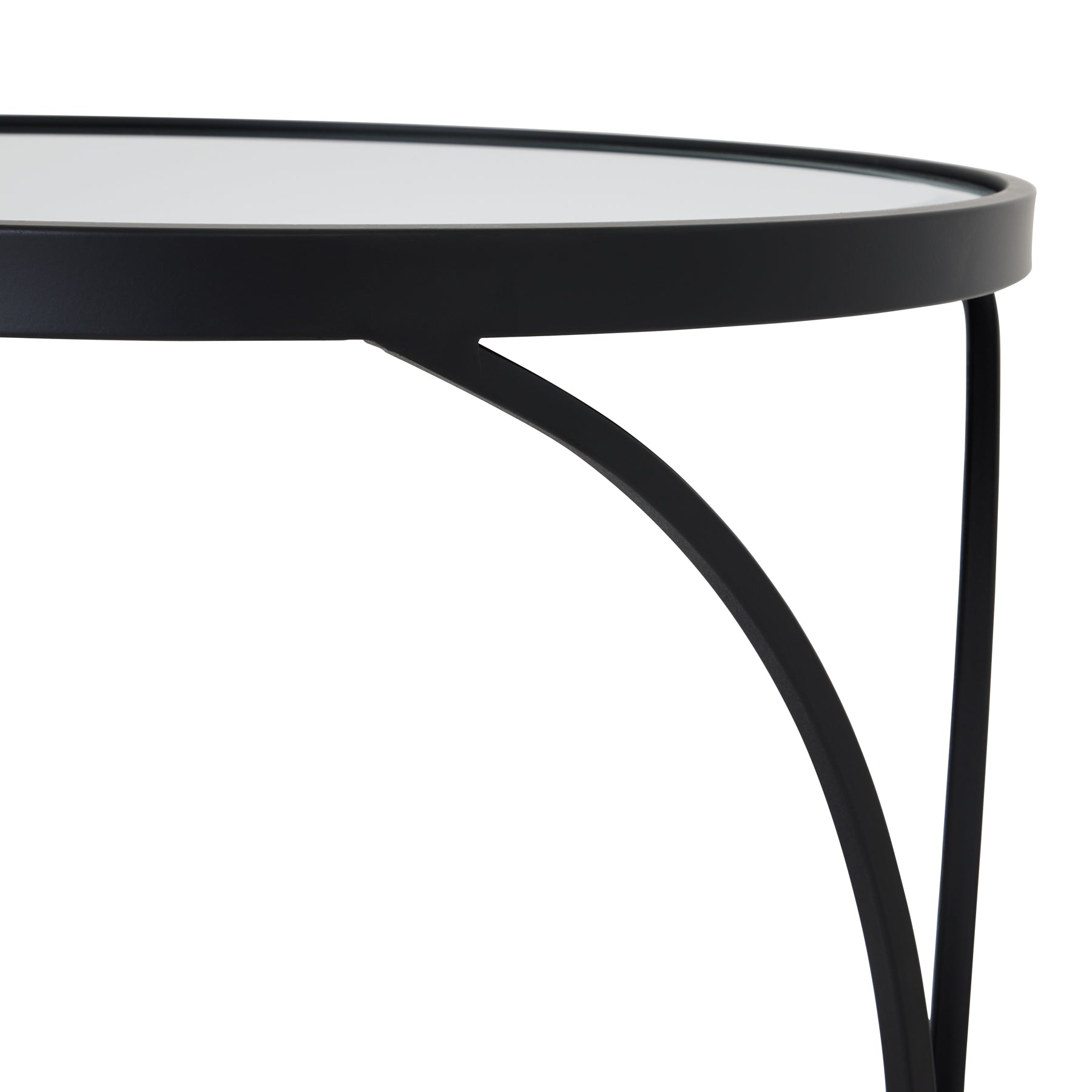 Concaved Set Of Two Black Mirrored Side Tables - Side Tables from the Quanta Home collection.
