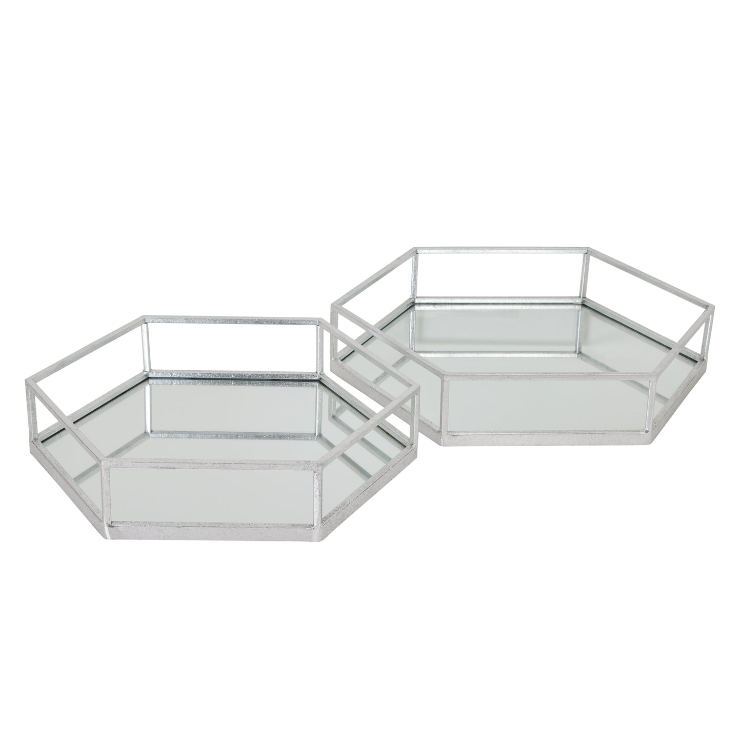Silver Hexagon Set Of Two Trays - Trays from the Quanta Home collection.