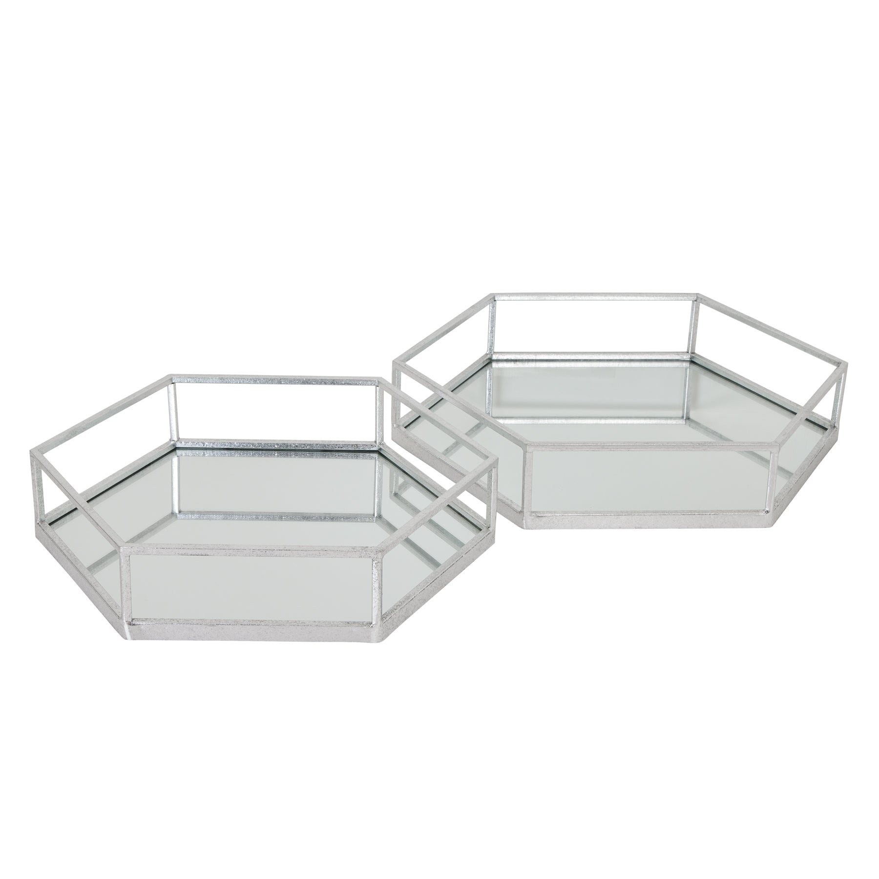 Silver Hexagon Set Of Two Trays - Trays from the Quanta Home collection.