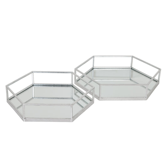 Silver Hexagon Set Of Two Trays - Trays from the Quanta Home collection.
