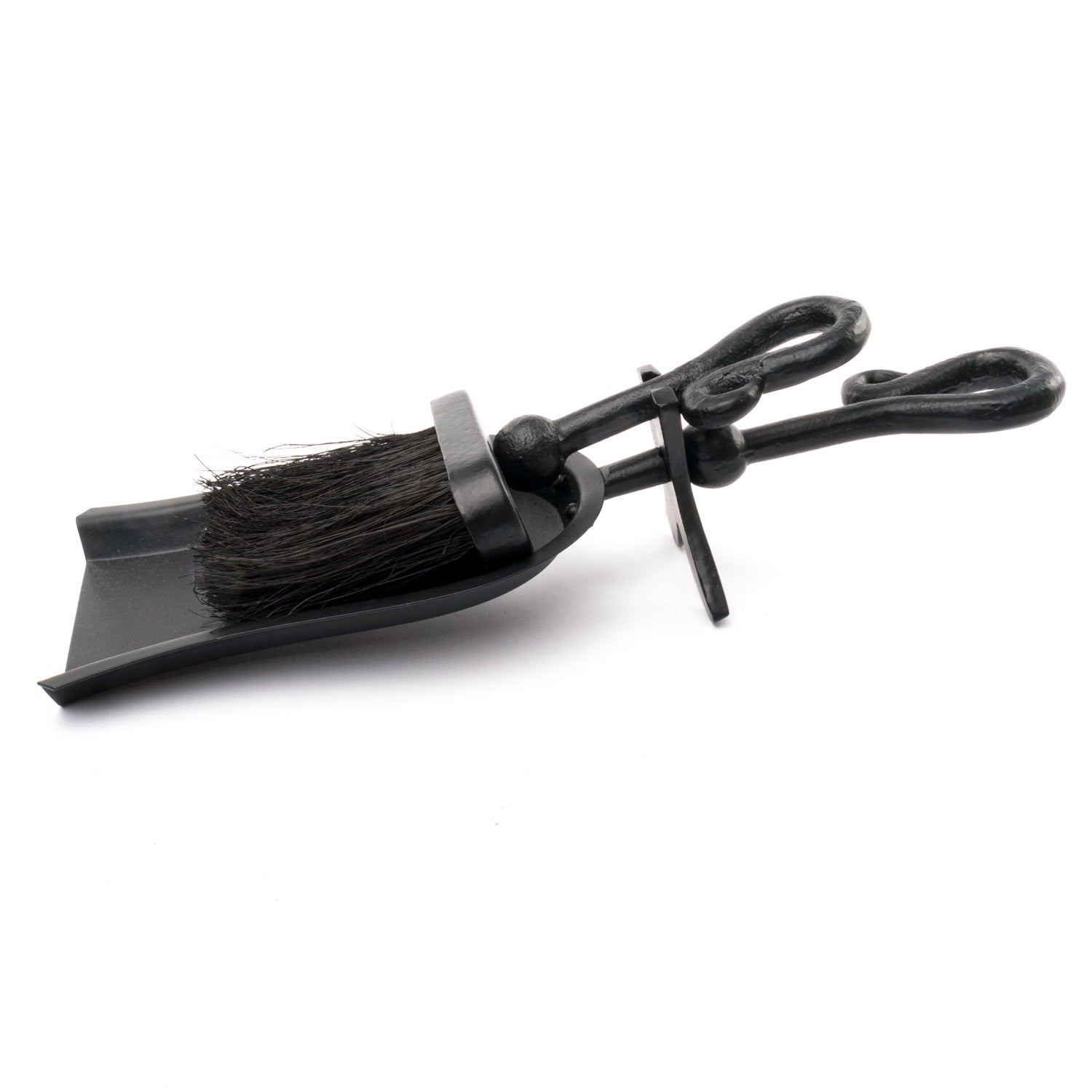 Elegant black hearth tidy set featuring a crook handle, combining premium craftsmanship with a sleek, timeless design.
