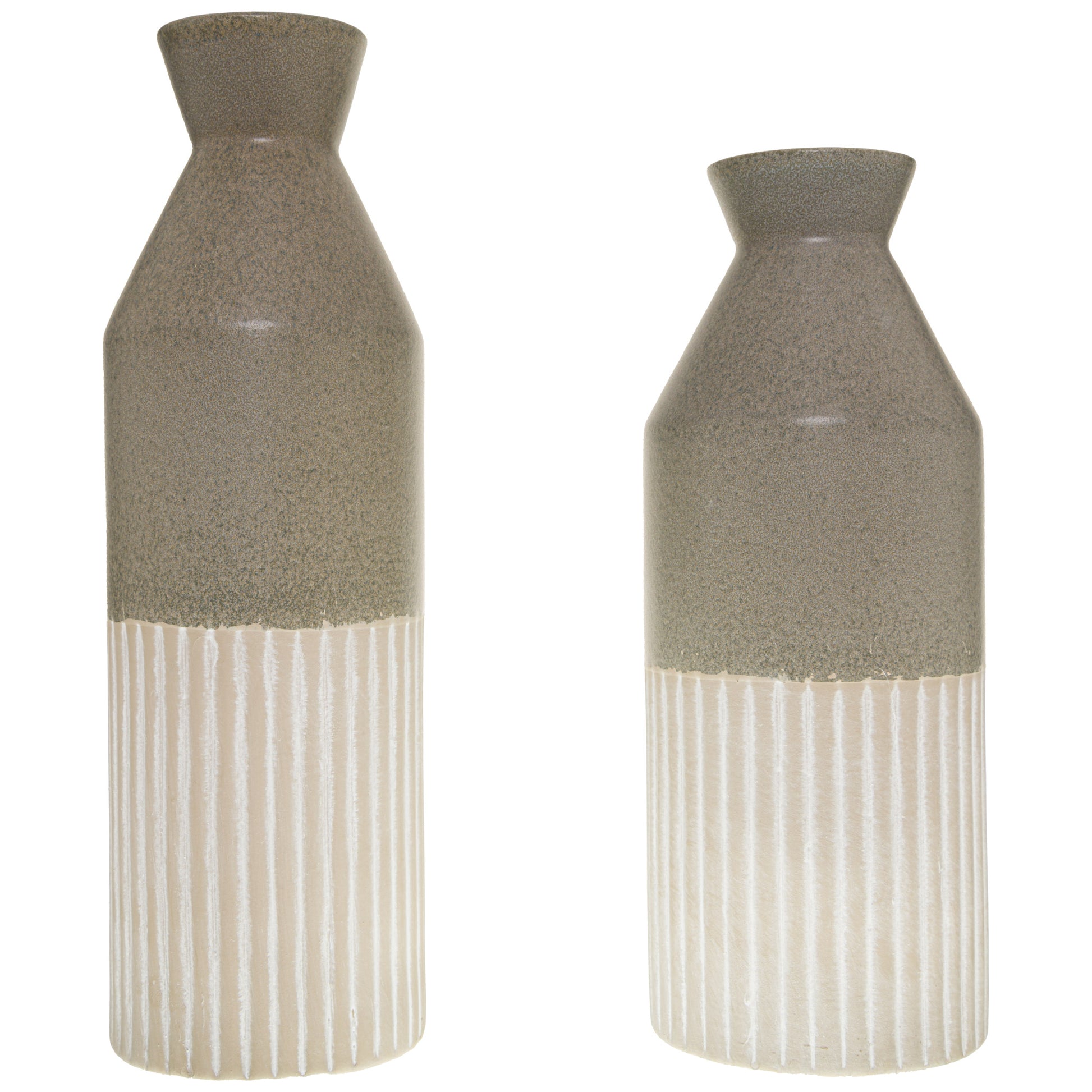Grey ceramic ellipse tall vase featuring a minimalist design with a fluid silhouette and textured finish, ideal for modern decor.