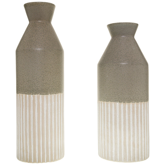 Grey ceramic ellipse tall vase featuring a minimalist design with a fluid silhouette and textured finish, ideal for modern decor.