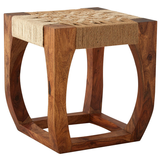 Indie Sheesham Wood And Jute Boho Stool