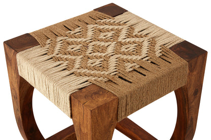 Indie Sheesham Wood And Jute Boho Stool