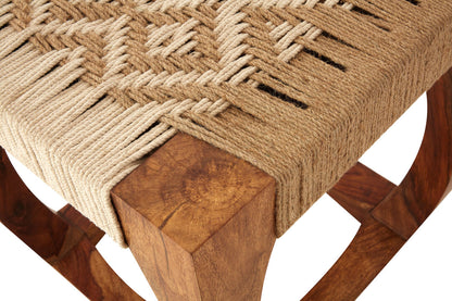 Indie Sheesham Wood And Jute Boho Stool