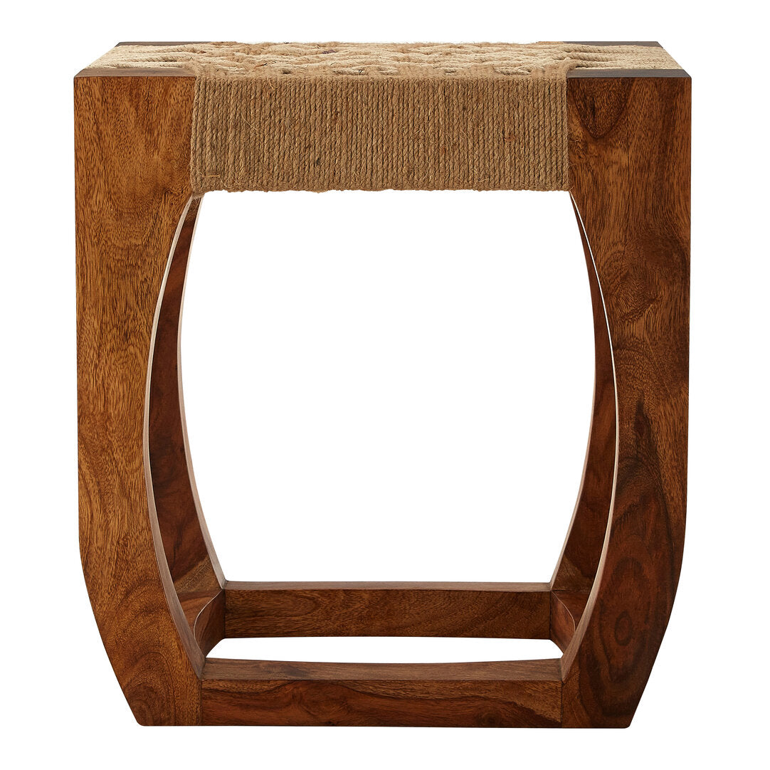 Indie Sheesham Wood And Jute Boho Stool