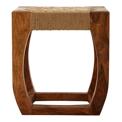 Indie Sheesham Wood And Jute Boho Stool
