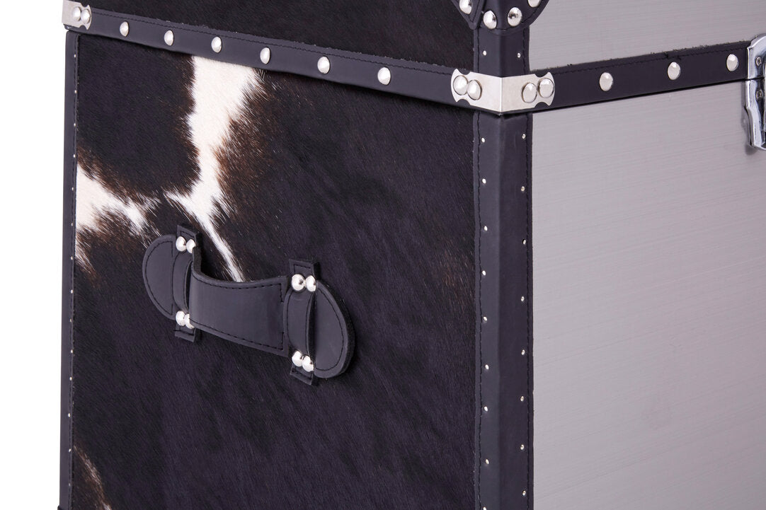 Chelsea Townhouse Black And White Genuine Cowhide Storage Trunk Set