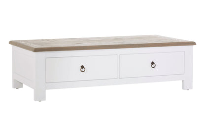 Hawthorne White and Oak Wood Coffee Table with Drawers