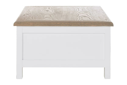 Hawthorne White and Oak Wood Coffee Table with Drawers
