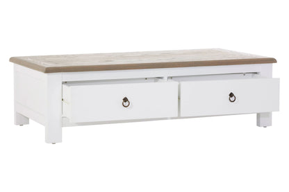 Hawthorne White and Oak Wood Coffee Table with Drawers