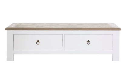 Hawthorne White and Oak Wood Coffee Table with Drawers