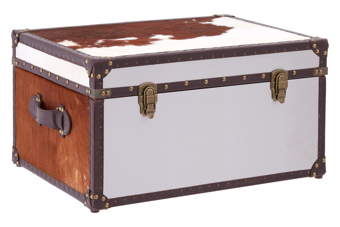 Chelsea Townhouse Brown And White Genuine Cowhide Storage Trunk