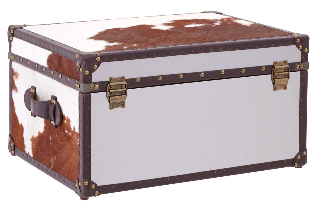 Chelsea Townhouse Brown And White Genuine Cowhide Storage Trunk