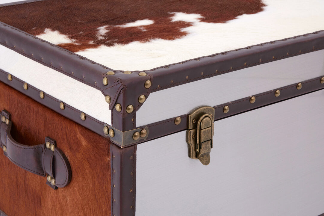 Chelsea Townhouse Brown And White Genuine Cowhide Storage Trunk