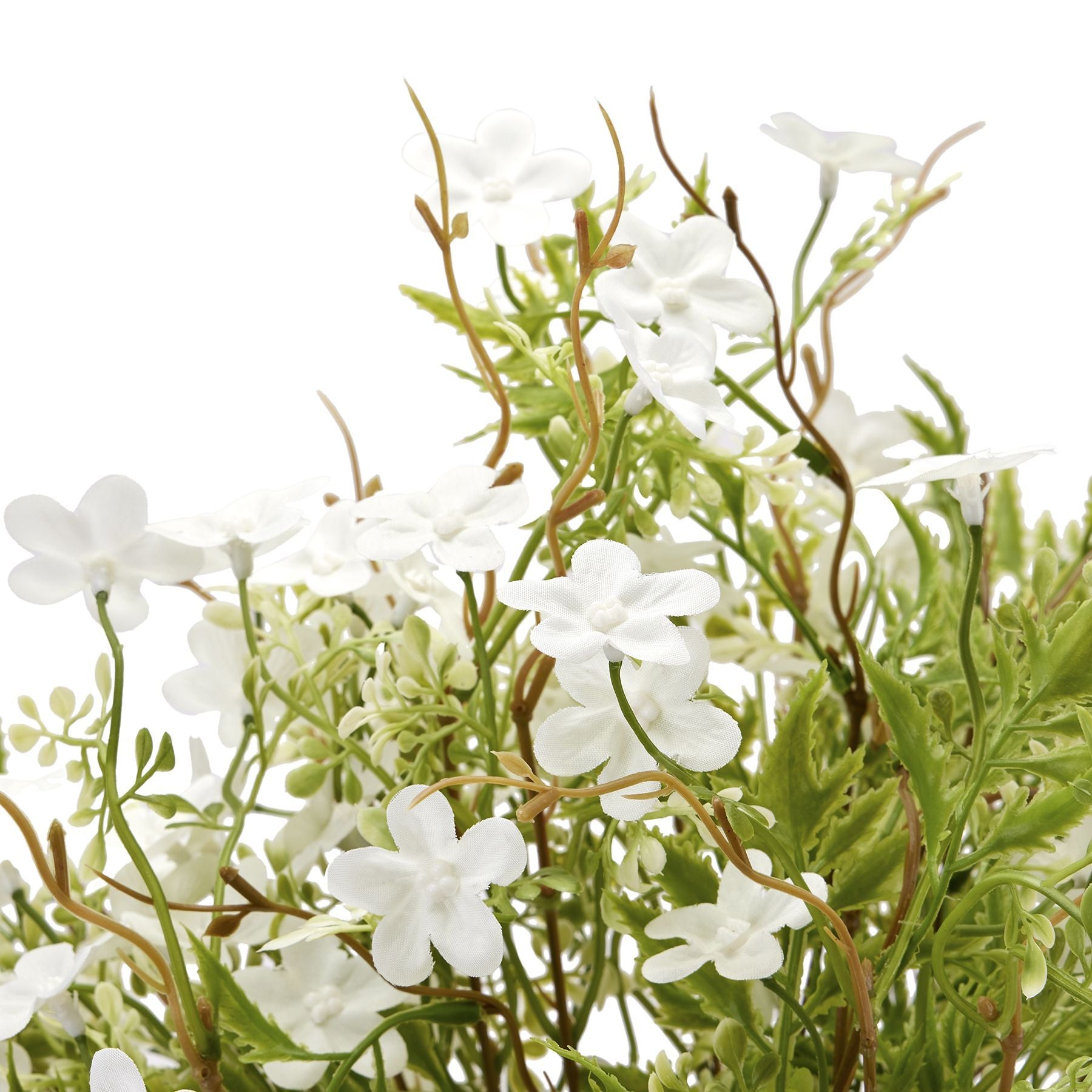 Delicate white bellflowers with lush green foliage, showcasing exquisite craftsmanship for an elegant, tranquil decor.