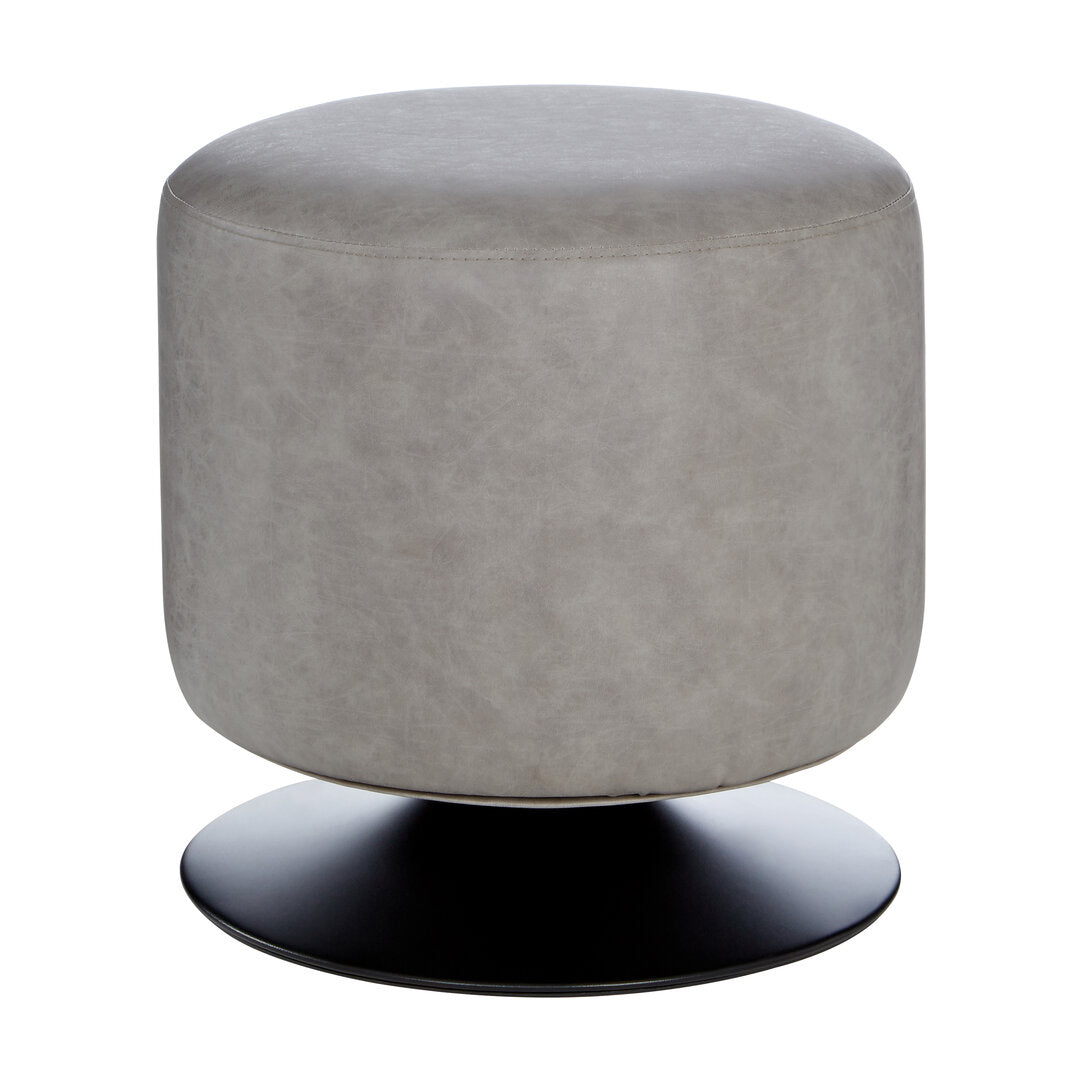 Hackney Ash Grey Faux Leather Pouffe