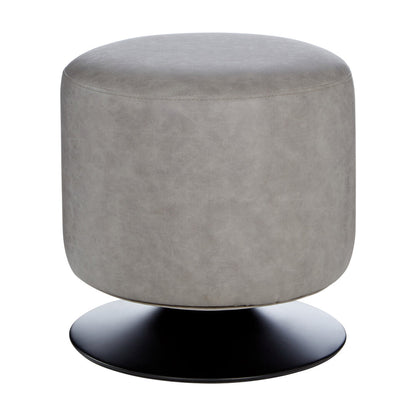 Hackney Ash Grey Faux Leather Pouffe