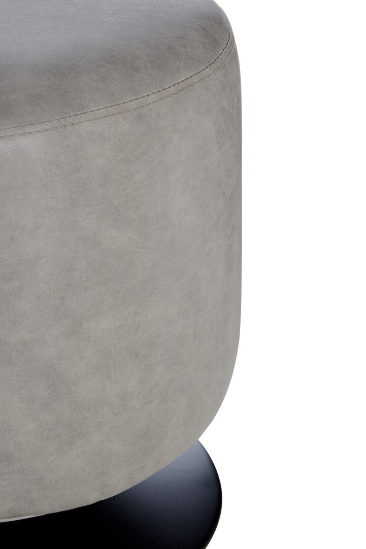 Hackney Ash Grey Faux Leather Pouffe