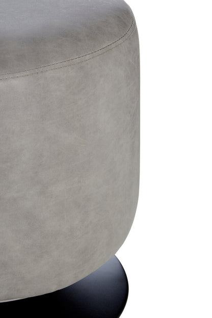 Hackney Ash Grey Faux Leather Pouffe